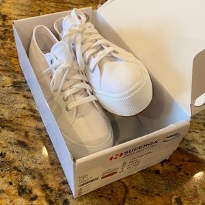 Superga white platform sneakers